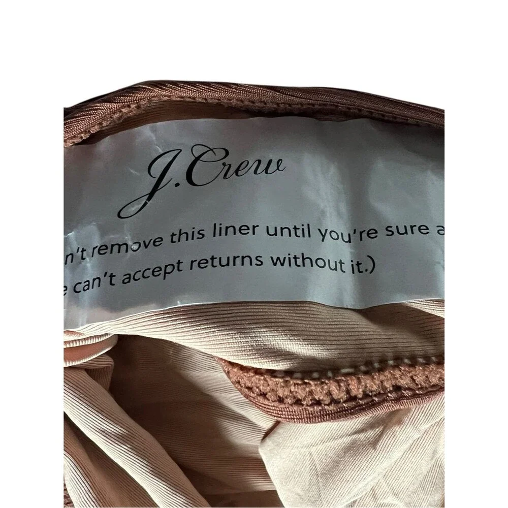 J.Crew NEW Wide Rib Belted One Piece Swimsuit Brown US 8 V Neck Beach Resortwear